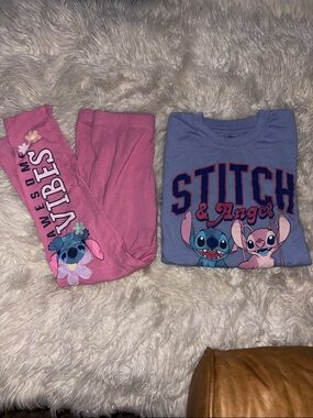 Disney Stitch & Angel Pajama Set - Pink & Light Blue